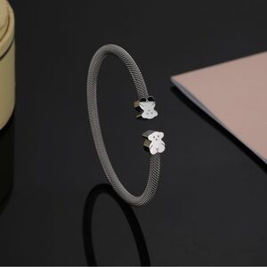 Tous Silver Mesh Bracelet with Bear Charms